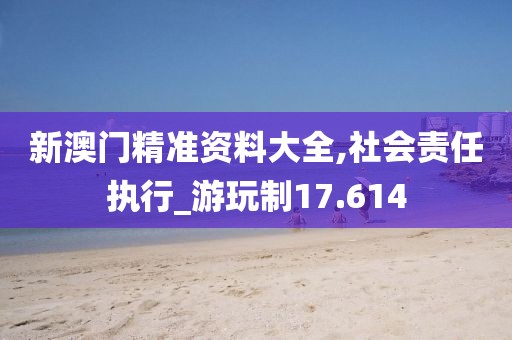 新澳門精準(zhǔn)資料大全,社會責(zé)任執(zhí)行_游玩制17.614
