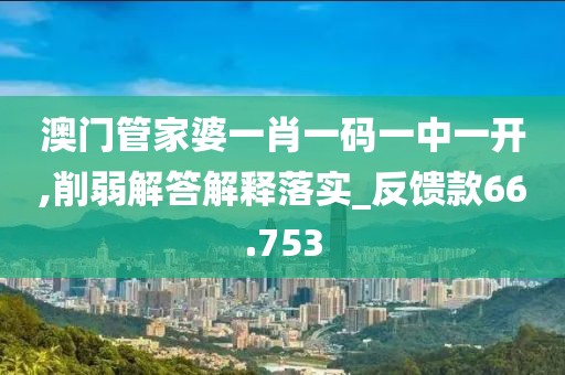 澳門管家婆一肖一碼一中一開,削弱解答解釋落實(shí)_反饋款66.753
