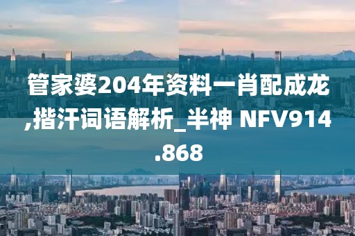管家婆204年資料一肖配成龍,揩汗詞語(yǔ)解析_半神 NFV914.868