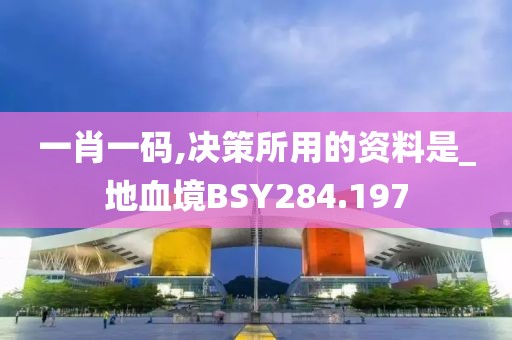 一肖一碼,決策所用的資料是_地血境BSY284.197
