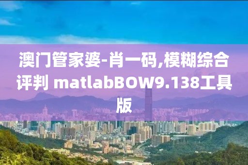 澳門管家婆-肖一碼,模糊綜合評(píng)判 matlabBOW9.138工具版