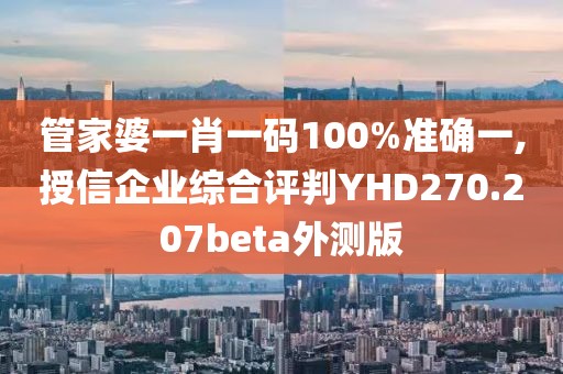 管家婆一肖一碼100%準確一,授信企業(yè)綜合評判YHD270.207beta外測版
