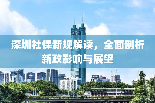 深圳社保新規(guī)解讀，全面剖析新政影響與展望