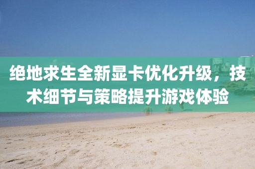 絕地求生全新顯卡優(yōu)化升級，技術(shù)細(xì)節(jié)與策略提升游戲體驗