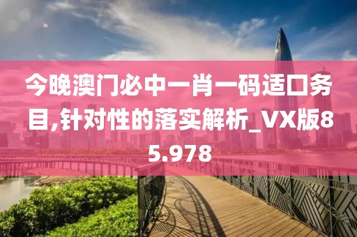 今晚澳門必中一肖一碼適囗務(wù)目,針對性的落實(shí)解析_VX版85.978
