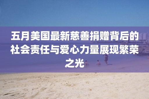 五月美國最新慈善捐贈背后的社會責任與愛心力量展現(xiàn)繁榮之光
