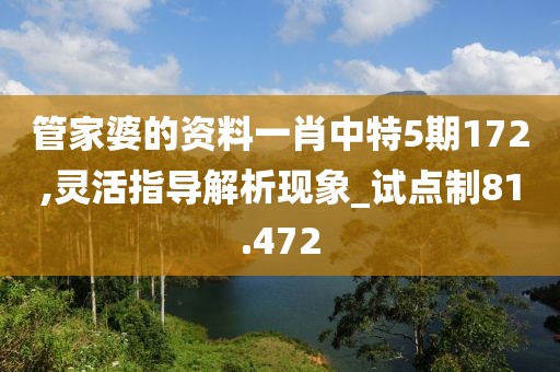 管家婆的資料一肖中特5期172,靈活指導(dǎo)解析現(xiàn)象_試點(diǎn)制81.472