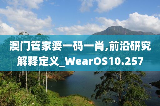 澳門管家婆一碼一肖,前沿研究解釋定義_WearOS10.257
