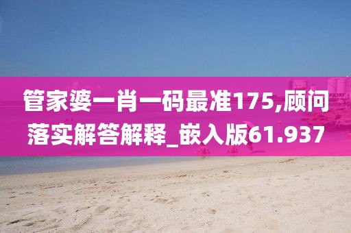 管家婆一肖一碼最準175,顧問落實解答解釋_嵌入版61.937