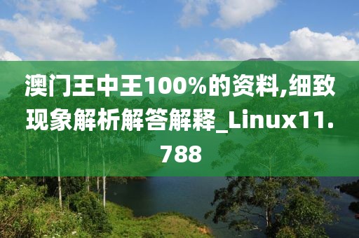 澳門王中王100%的資料,細(xì)致現(xiàn)象解析解答解釋_Linux11.788